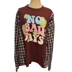 One of a Kind Multicolor Upcycled No Bad Days Long Sleeve Pullover Shirt